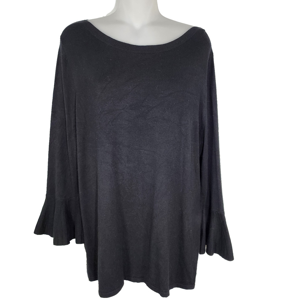 Stitch Fix 41 Hawthorn Sweater Top XL Tamzen Bell Sleeve Pullover Black Knit